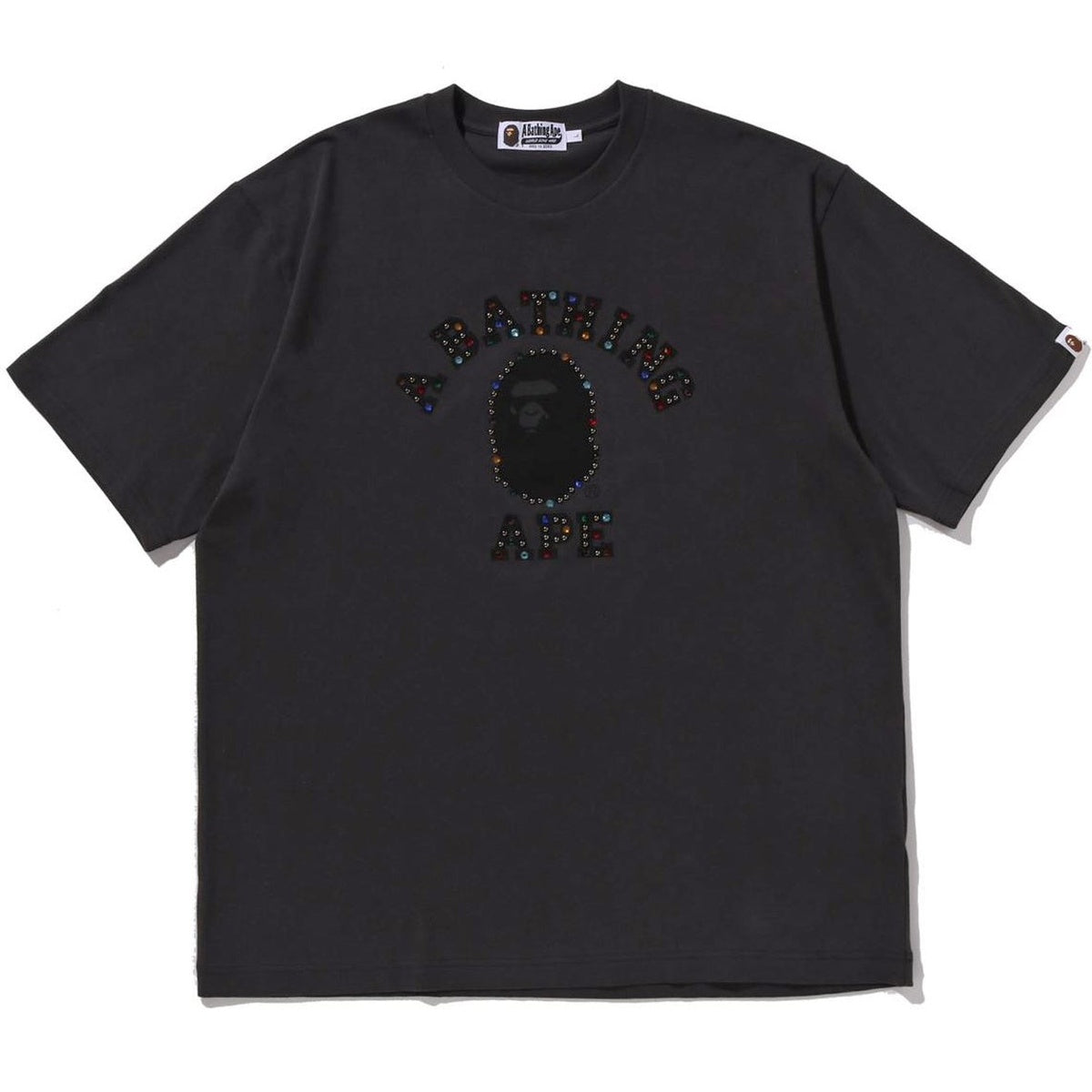 A BATHING APE BAPE COLOR STONE COLLEGE RELAXED FIT TEE BLACK