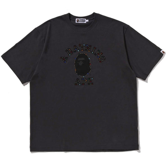 A BATHING APE BAPE COLOR STONE COLLEGE RELAXED FIT TEE BLACK