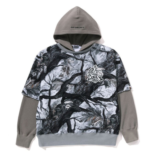 A BATHING APE BAPE TREE EDGE CAMO LAYERED PULLOVER HOODIE WHITE