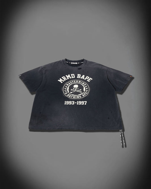 A BATHING APE BAPE x mastermind JAPAN SKULL VINTAGE EFFECT RELAXED FIT TEE BLACK