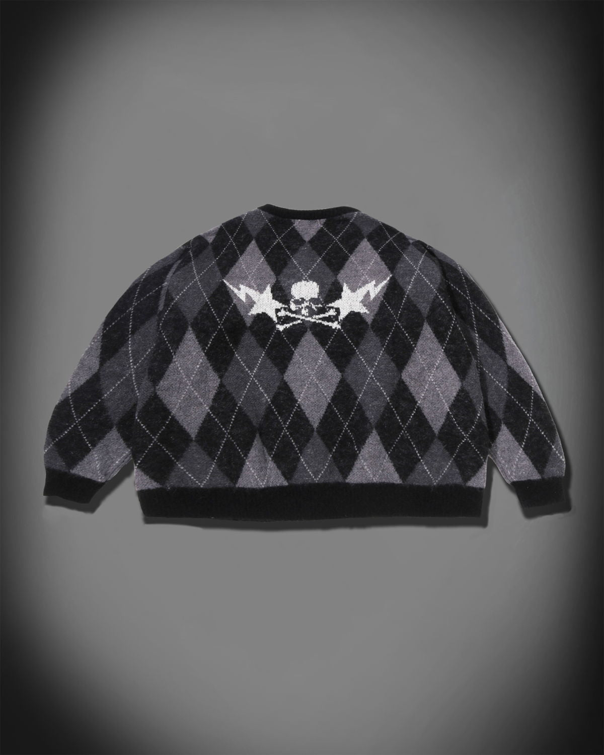 A BATHING APE BAPE x mastermind JAPAN ARGYLE CHECK MOHAIR KNIT BLACK 2