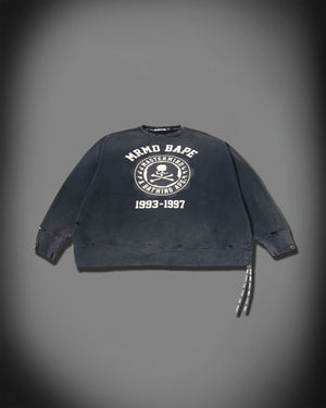 A BATHING APE BAPE x mastermind JAPAN VINTAGE EFFECT CREWNECK BLACK