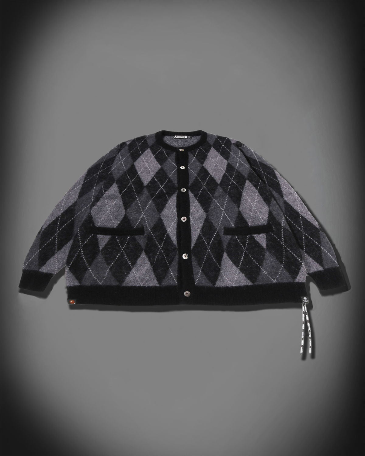 A BATHING APE BAPE x mastermind JAPAN ARGYLE CHECK MOHAIR KNIT BLACK