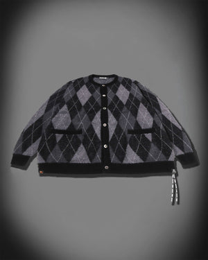 A BATHING APE BAPE x mastermind JAPAN ARGYLE CHECK MOHAIR KNIT BLACK
